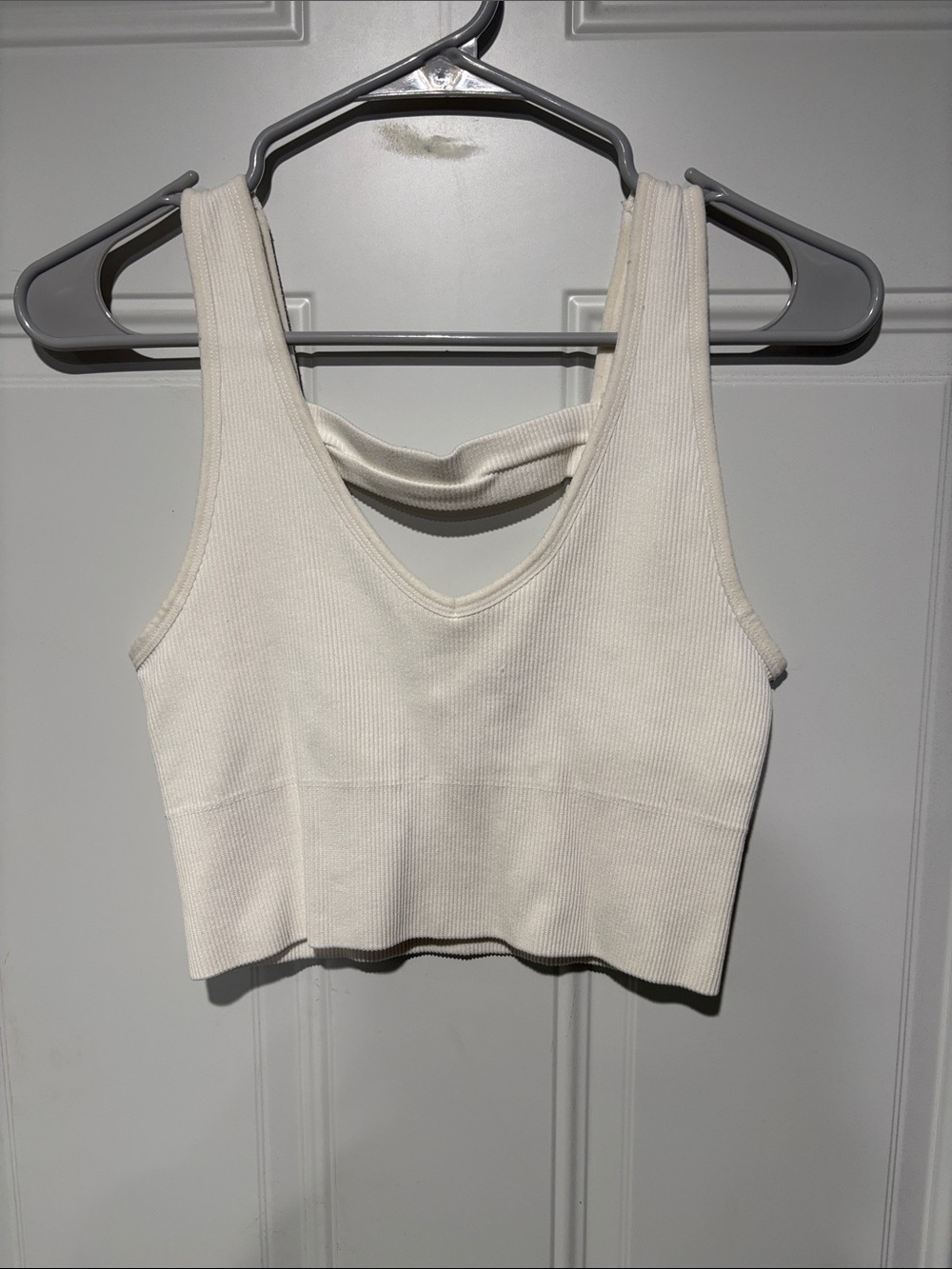 90 Degree By Reflex Cream Ribbed Crop Tank